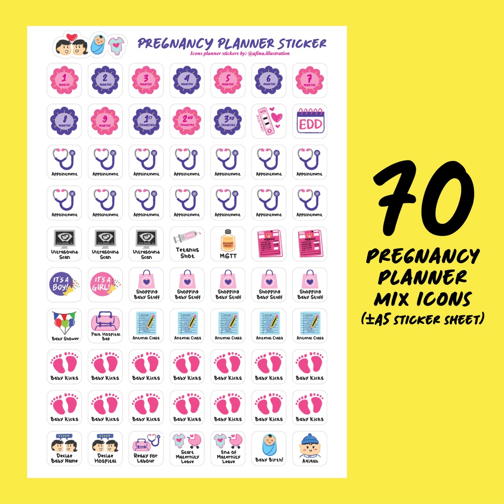 pregnancy-journey-planner-transparent-clear-sticker-pregnant-buku-pink