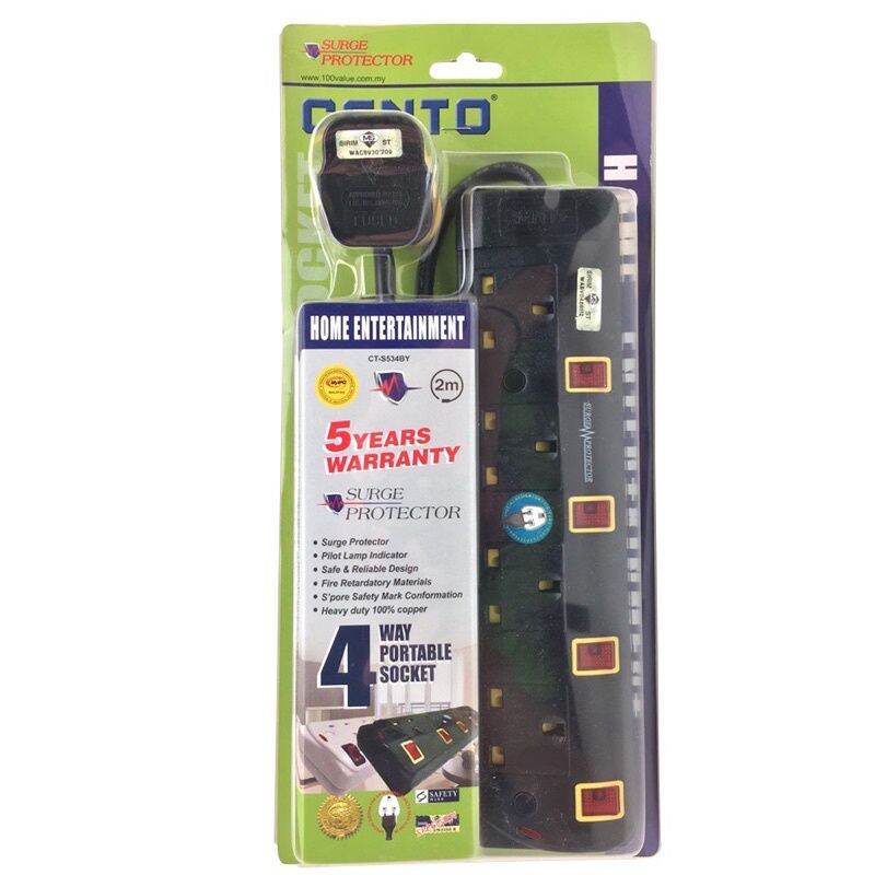 FREE GIFT CENTO 3 WAY CT-S533BY/ 4WAY CT-S534BY/ 5 WAY CT-S535BY 3 PIN EXTENSION SOCKET PLUG WITH SIRIM NEON