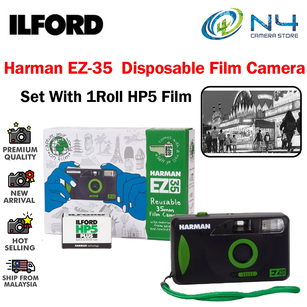 ILford EZ35 Disposable Film Camera With HP5 Plus Black and White