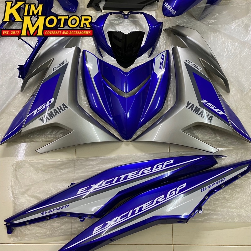 COVERSET Y15 V1 V2 ORIGINAL VELOZI EXCITER GP 2015 BIRU SILVER BLUE