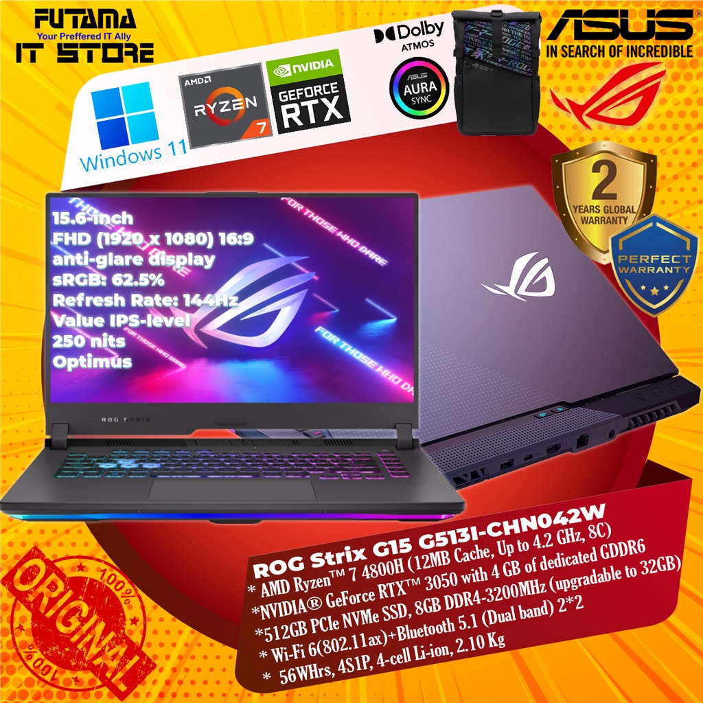 Asus ROG Strix G513ICHN042W Gaming Laptop ( 15.6" 144Hz/Ryzen7 4000s
