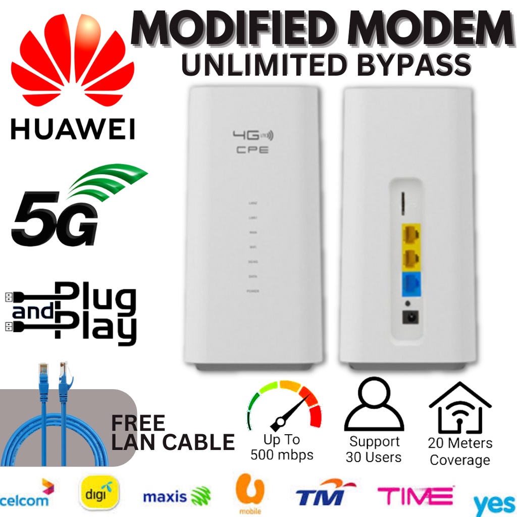 🔥MODIFIED BYPASS🔥 HUAWEI WiFi Router Sim Card Modem 5G Pro CPE B628265