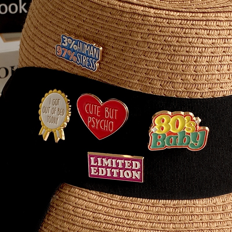 Creative Colorful Quotes Text Enamel Pins Funny Medal Heart Inspiring Quotes Brooches Badges