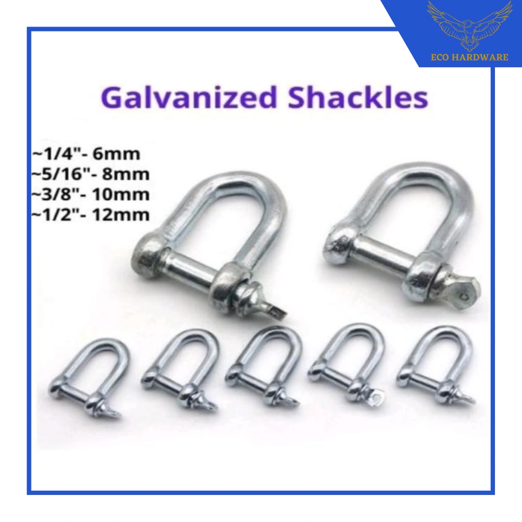 Fixman Galvanized Zinc D-Shackles - 5mm, 6mm, 8mm, 10mm, 12mm Sizes (M5-M12)