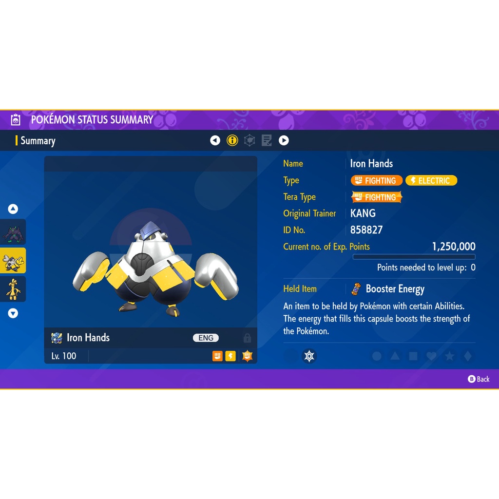 Pokemon Scarlet & Violet 6IV Shiny Iron Hands [Tera Raid Build