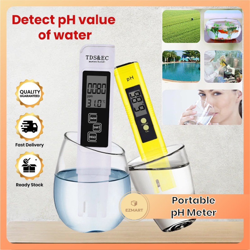 Portable PH Meter + Digital LCD Water Purity TDS EC Meter Temperature ...