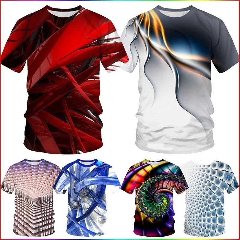 2023 Newest Fashion Rainbow 3D Printing T Shirt Vertigo Hypnotic Vortex Funny Short Sleeve