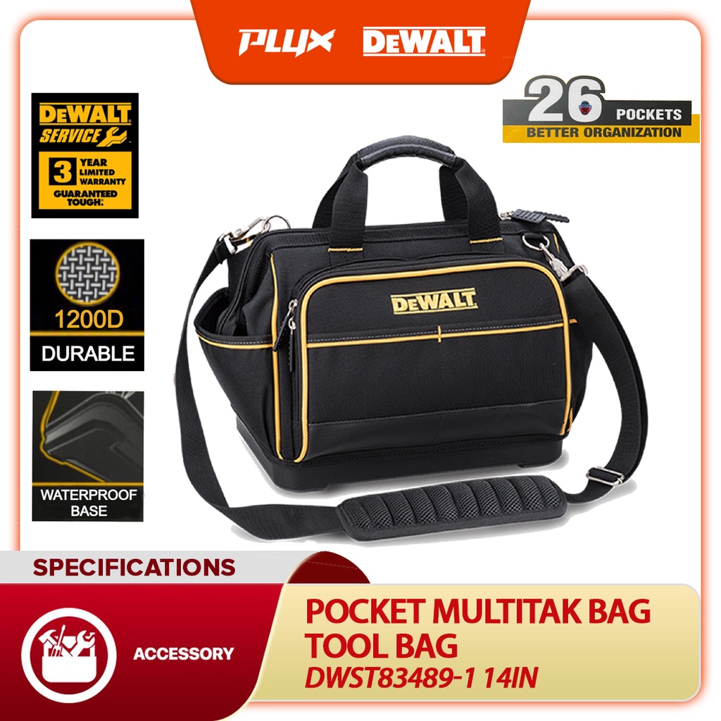 Dewalt DWST83489-1 14in 26 Pocket Multitak Bag Tool Bag Hand Tool Bag ...