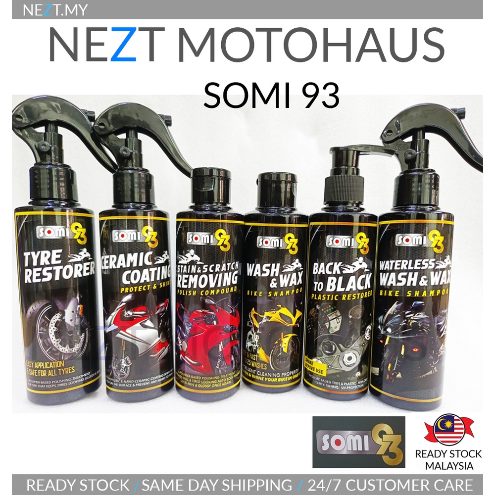SOMI93 MOTOR CARE WASH & CLEAN WAX SHAMPOO / POLISH / BACK TO BLACK / CERAMIC COATING / TYRE POLISH / WATERLESS WASH WAX