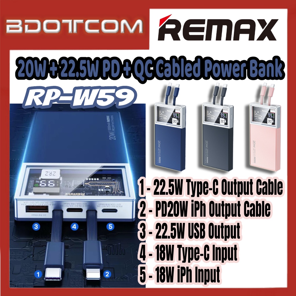 [Ready Stock] Remax RPP-507 Fly Series 20W / 22.5W PD Type-C + QC USB ...