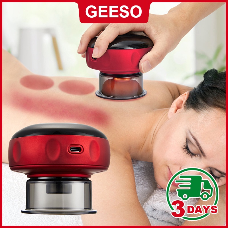 GEESO 電動刮痧拔罐 Intellegent Breathing Electric Cupping Massage Body Cups Anti-Cellulite Therapy Massager for Body Electric Guasha Scraping Therapy Massager for Body Scraping Fat Burning Slimming