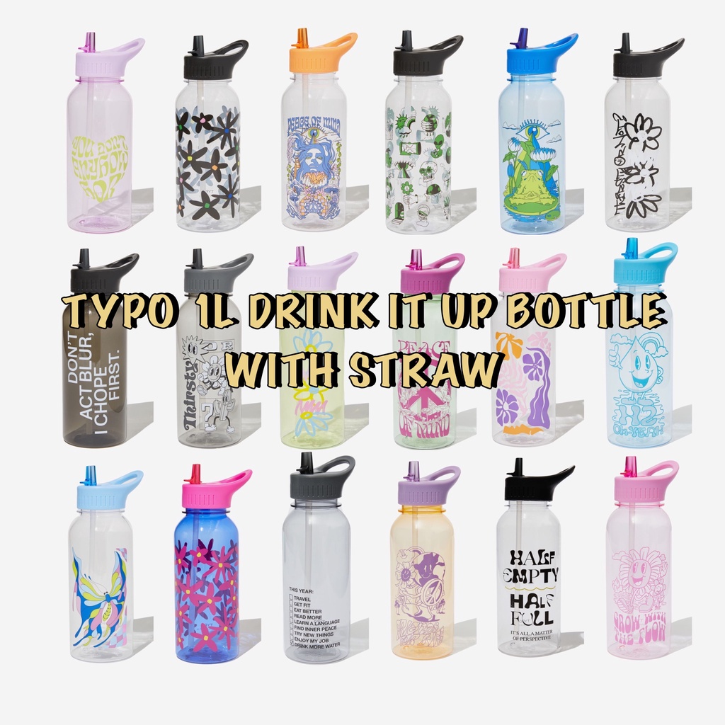 TYPO Bottle / Drink It Up Bottle 1 Litre / With Straw SipTop / 1L