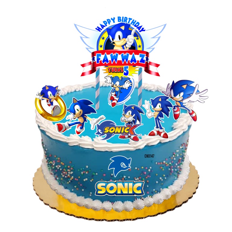 [CUSTOM NAME] Happy Birthday Cake Topper Sonic Supersonic Decoration ...