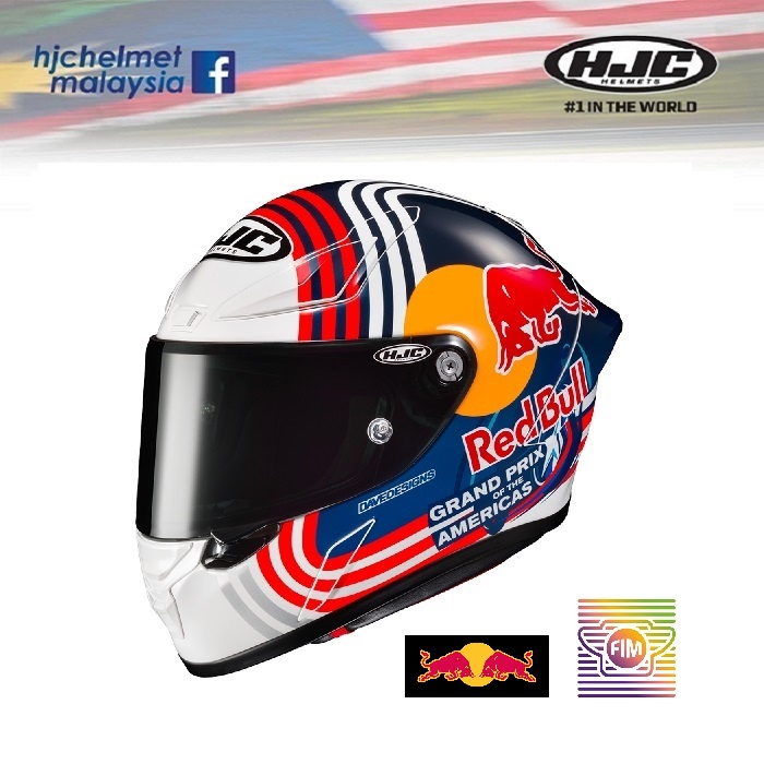 HJC RPHA 1 Full Face Racing Helmet - Red Bull Austin (Limited Edition) with Red Bull logo