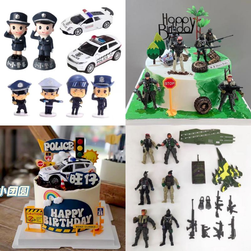 (GG)Soldier/Car/Police/Traffic Toy Birthday Cake Topper Decoration 蛋糕装饰品