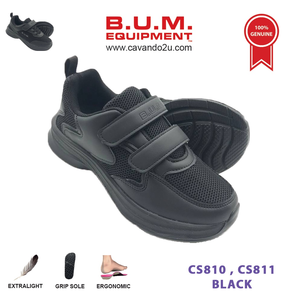 BUM Equipment Unisex Kids Black Shoe CS810 / CS811 Black School Shoes / Sneaker / Kasut Hitam Sekolah / Sport Shoes