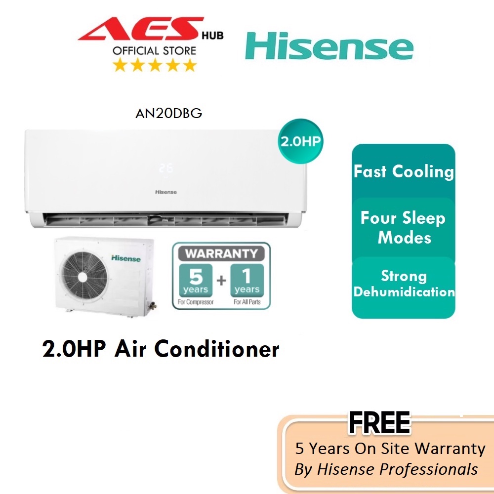 Hisense Aircond 2hp 20hp R32 Standard Non Inverter Air Conditioner Db Series An20dbg Non Wifi 4691