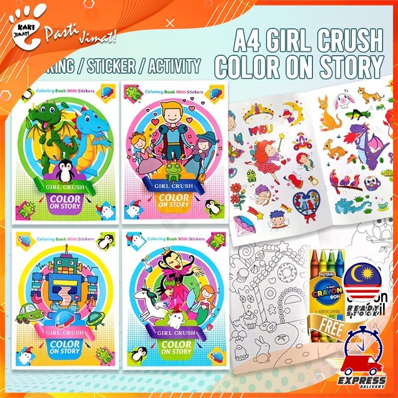 Kaki Jimat A4 Girl Crush Color on Story Colouring Stickers Activity