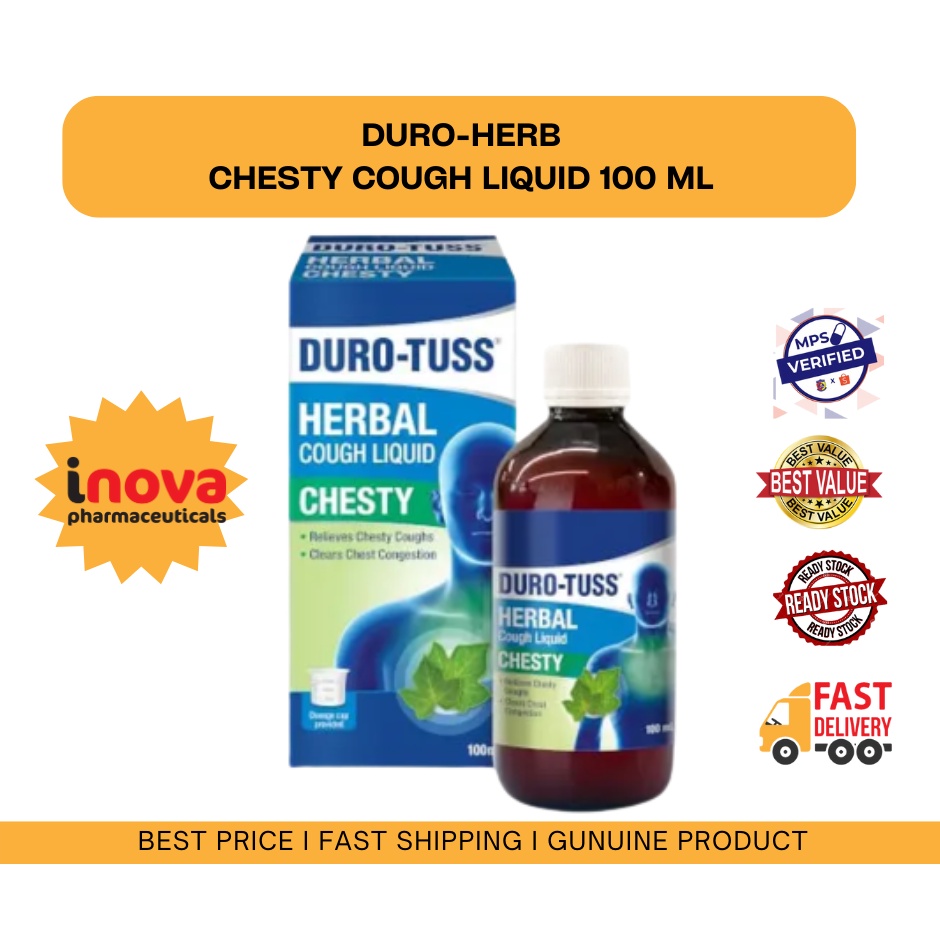 DUROHERB CHESTY COUGH LIQUID 100 ML [Dried Ivy Leaf Extract] Shopee