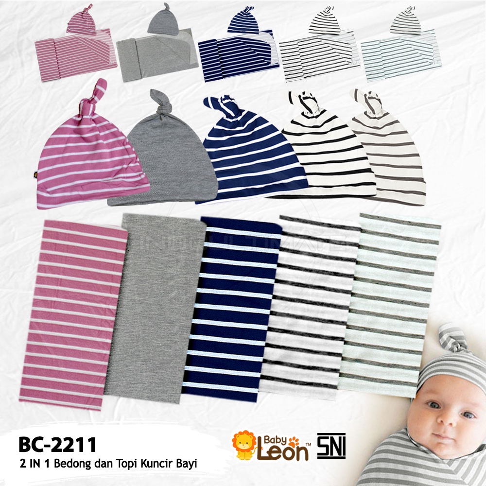 2in1 Baby LEON Baby Swaddle+Baby Beanie Hat BC-2211 Newborn Baby Supplies Fabric Baby Blanket Baby Swaddle Fabric Baby Sleeping Blanket Baby Hat Baby Hat Hat Baby Lock Hat Newborn Baby Supplies