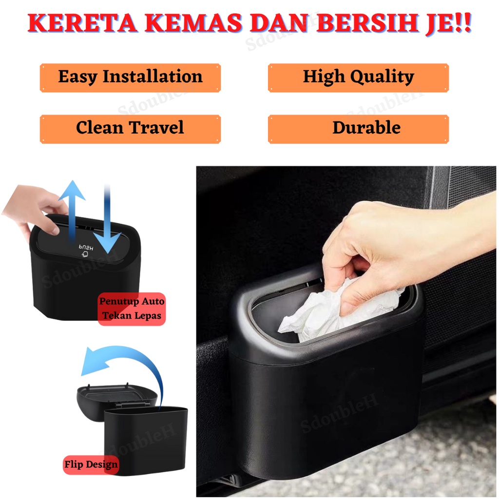 Universal Car Trash Can Garbage Auto Flip Lid Dustbin Organizer 