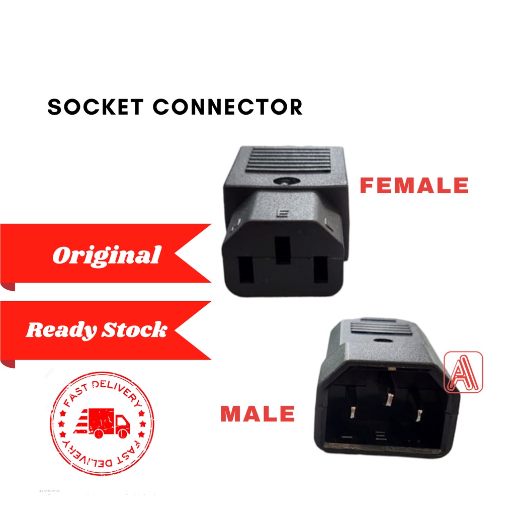 Oven Plug Socket Power Plug Adapter Connector Male/ Female 3pin 10A