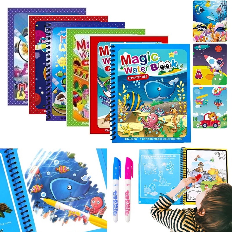 Environmental Friendly Magic Water Coloring Book Kids Children Creativity Training Stationery Gift Buku Lukisan 神奇水画本