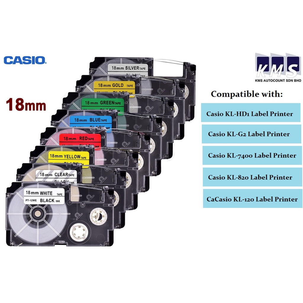 Casio EzLabel Printer Tape Cartridge 18MM Basic Colour Shopee Malaysia