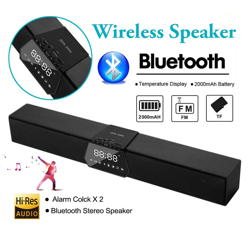 [Local Seller] EXTRA GIFT Home Theatre Soundbar Wireless Bluetooth 5.0 Dual Alarm Clock Sound Bar Speaker