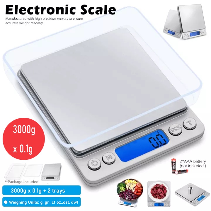 【3000g/0.1g】Electronic Kitchen Scale Digital Food Weighing Scale Digital LCD Libra Weight Measure Tool Skala Timbang 电子称