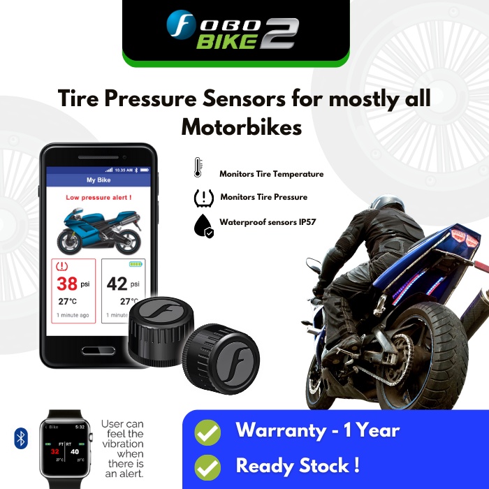FOBO BIKE 2 TPMS Black Tire pressure sensors for mostly all