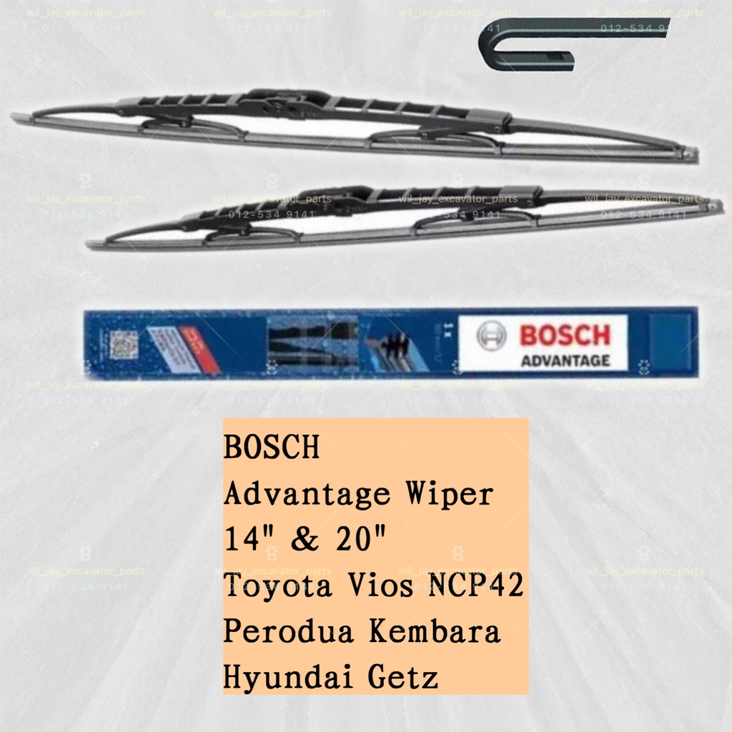 BOSCH WIPER BA 14 + 20 ADVANTAGE WIPER BLADE VIOS NCP42 ,KEMBARA,GETZ