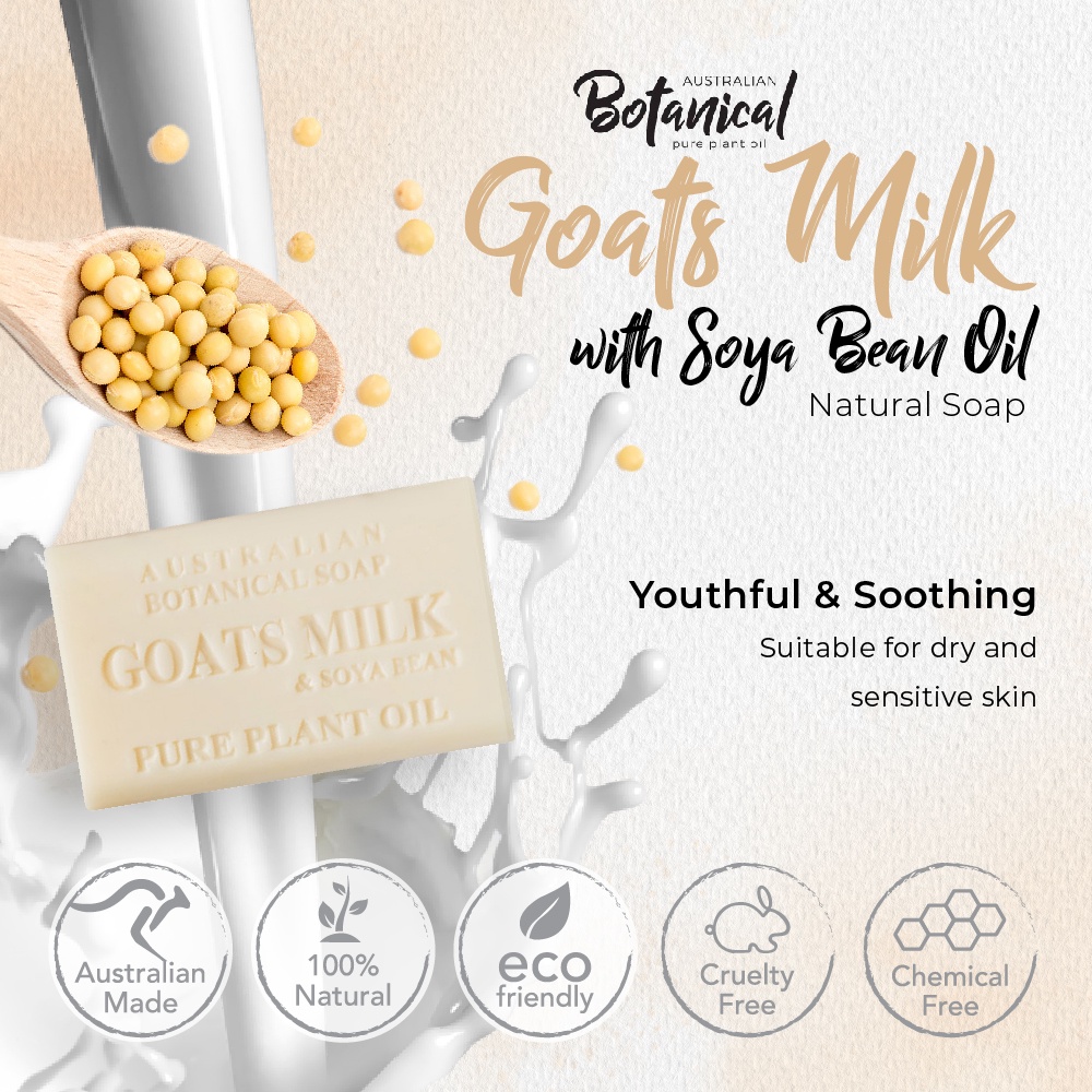 Australian Botanical Soap Goats Milk with Soya Bean Oil Natural 200g