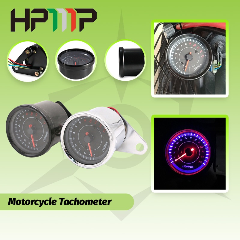 HPMP Motorcycle Speedometer Gauge LED Led Back Light Meter Tachometer LCD DC 12V 13000 RPM Universal Odometer