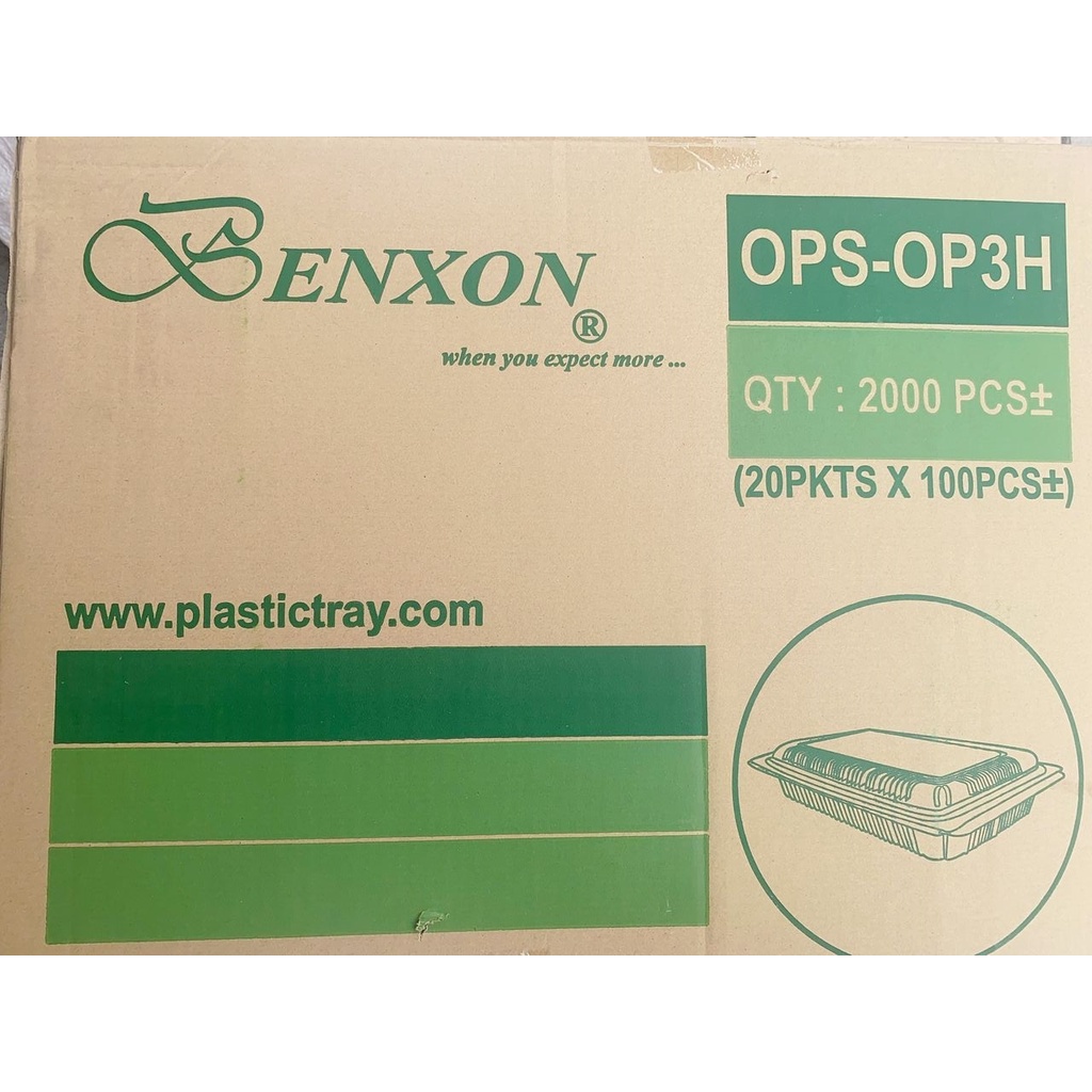 Benxon OP3H Bakery Disposable Plastic Clear Food Box (20PKTX100PCS