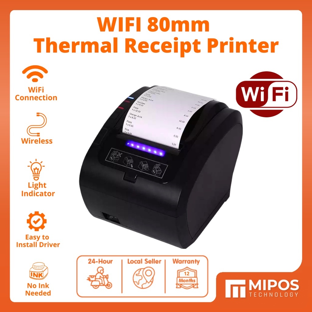 Thermal Receipt WIFI Printer / 80mm Thermal Receipt Printer / USB + LAN