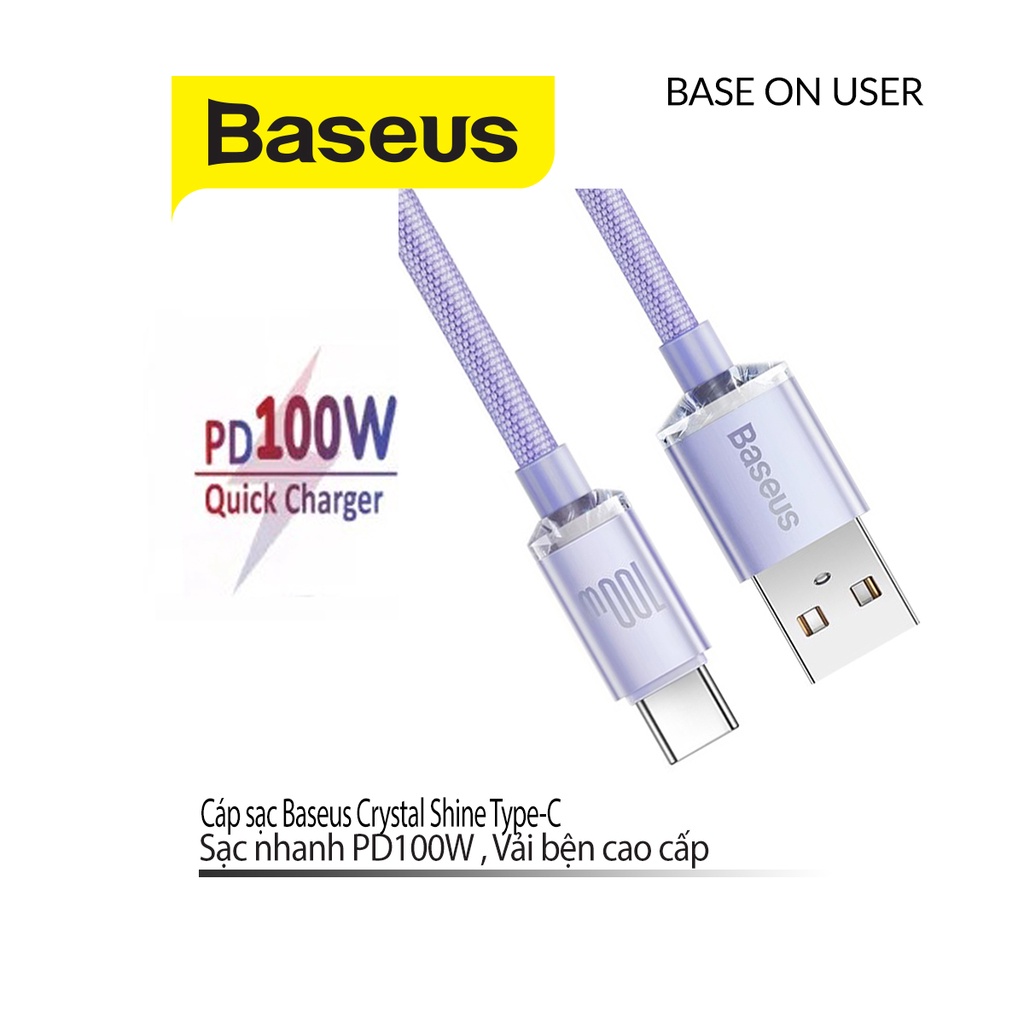Baseus Crystal Shine Series Type-C to Type-C 100W Fast Charging Cable (2M)
