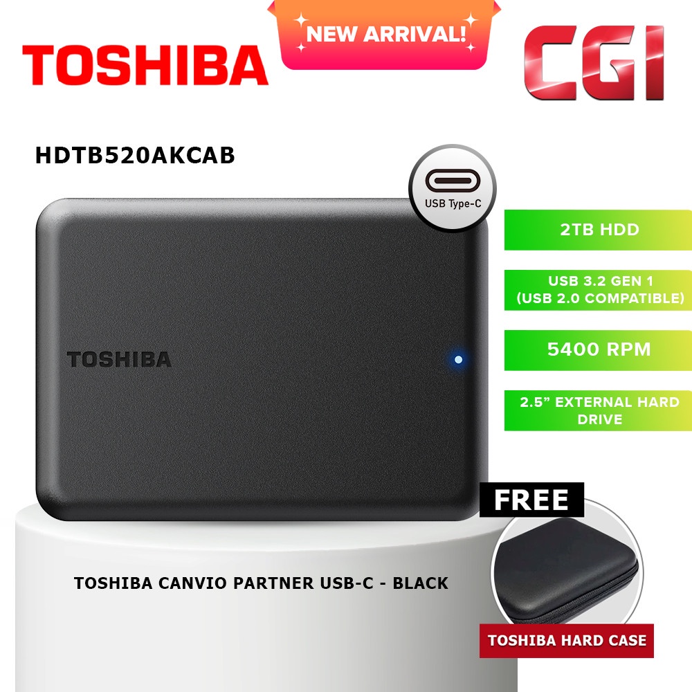 Toshiba 2TB HDTB520AKCAB Canvio Partner A5 TypeC Portable Hard Drive Black Shopee Malaysia