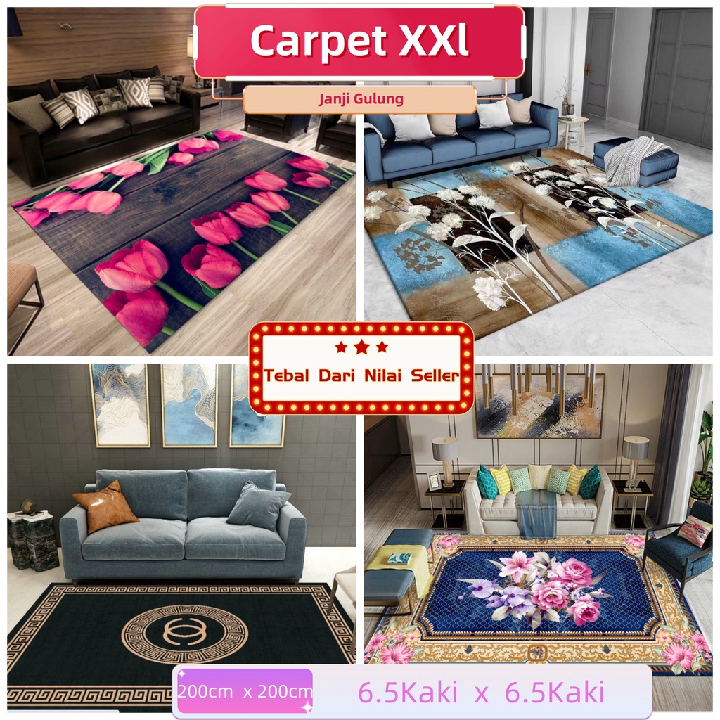 (Lebih Tebal ) Carpet Velvet 3D XXL Alas Ruang Tamu Crystal Velvet