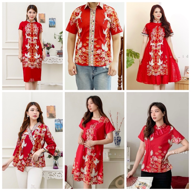 Merah Katun Cny Red Batik Cheongsam Dress Qipao Cotton Stretch Dress320528663203 Shopee 
