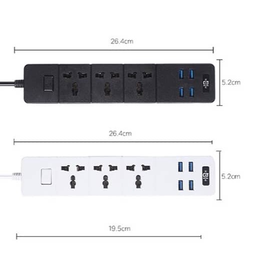 FREE GIFT Universal Power Extension UK Plug T08 with 3 Sockets Outlets 4 USBs
