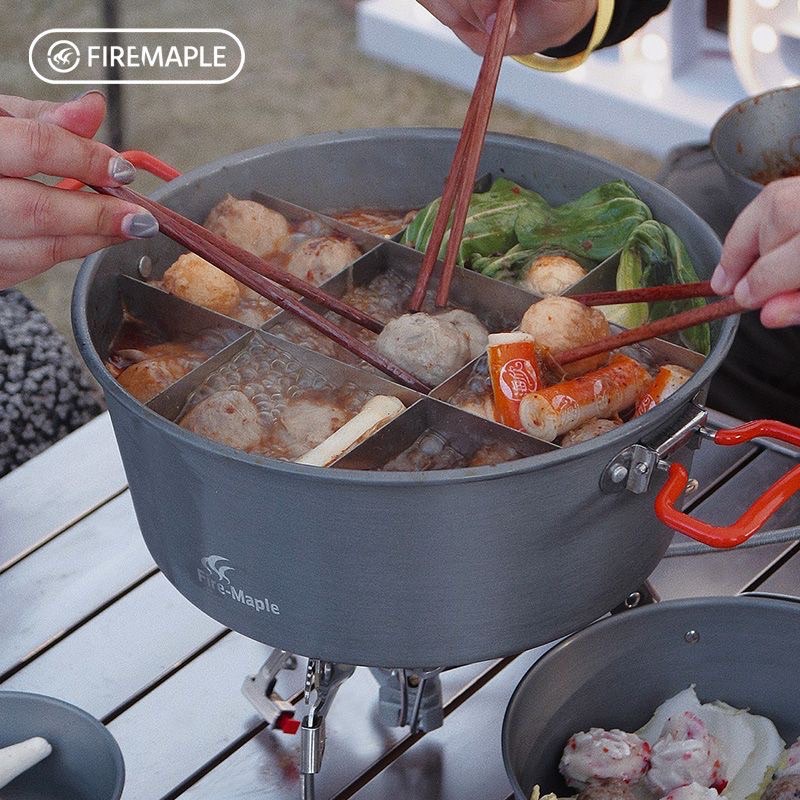 Fire maple feast hot pot Jiugongge divider outdoor picnic camping group building parent-child family big multi-person