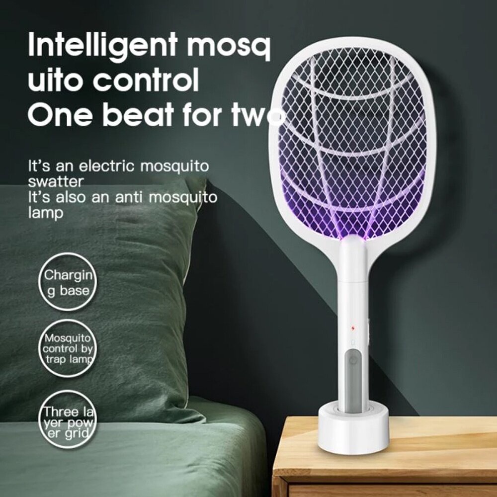 FREE GIFT  2in1 Electric Mosquito Racket Swatter USB Rechargeable Dual Mode Mosquito Killer Elektrik Racket Nyamuk R