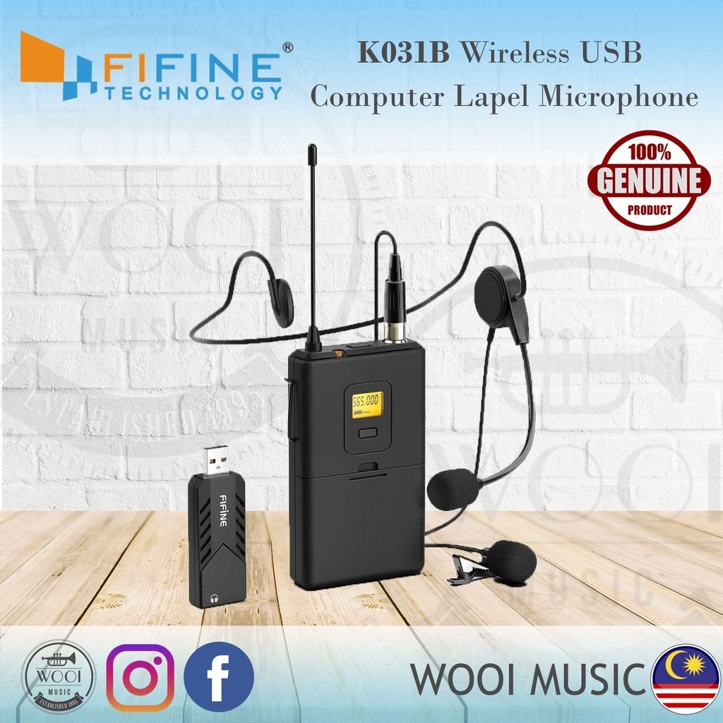 Fifine K031B Wireless USB Computer Lapel Microphone With Headset