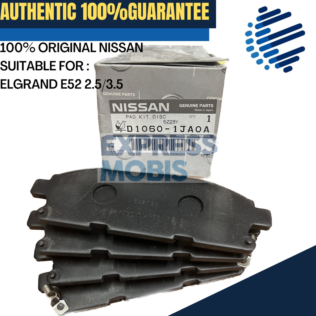 100% ORIGINAL NISSAN FRONT BRAKE PAD D1060-1JA0A ELGRAND E52 2.5/3.5 ...