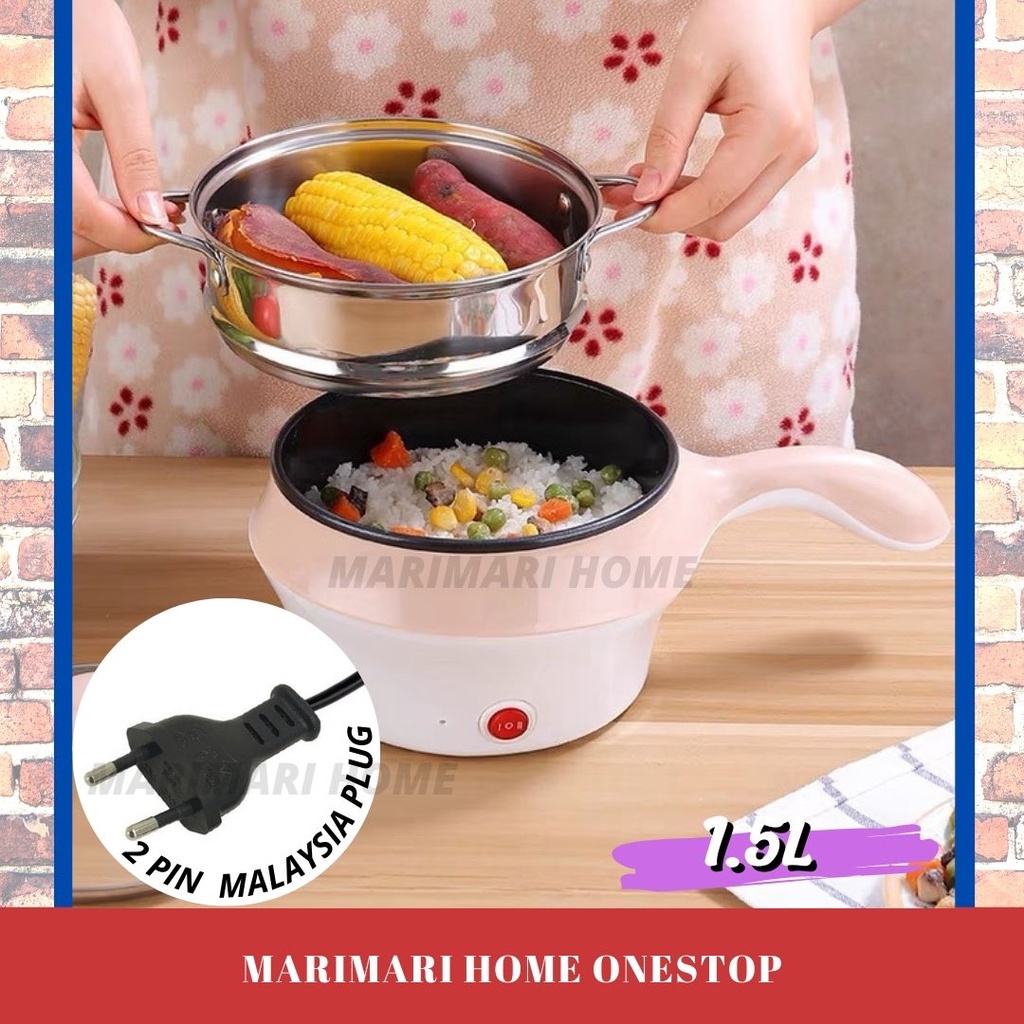 Non Stick Ceramic Marble Portable Electric Frying Pan Multi Cooking Mini Rice Cooker Periuk Nasi Elektrik Anti Lekat 面锅