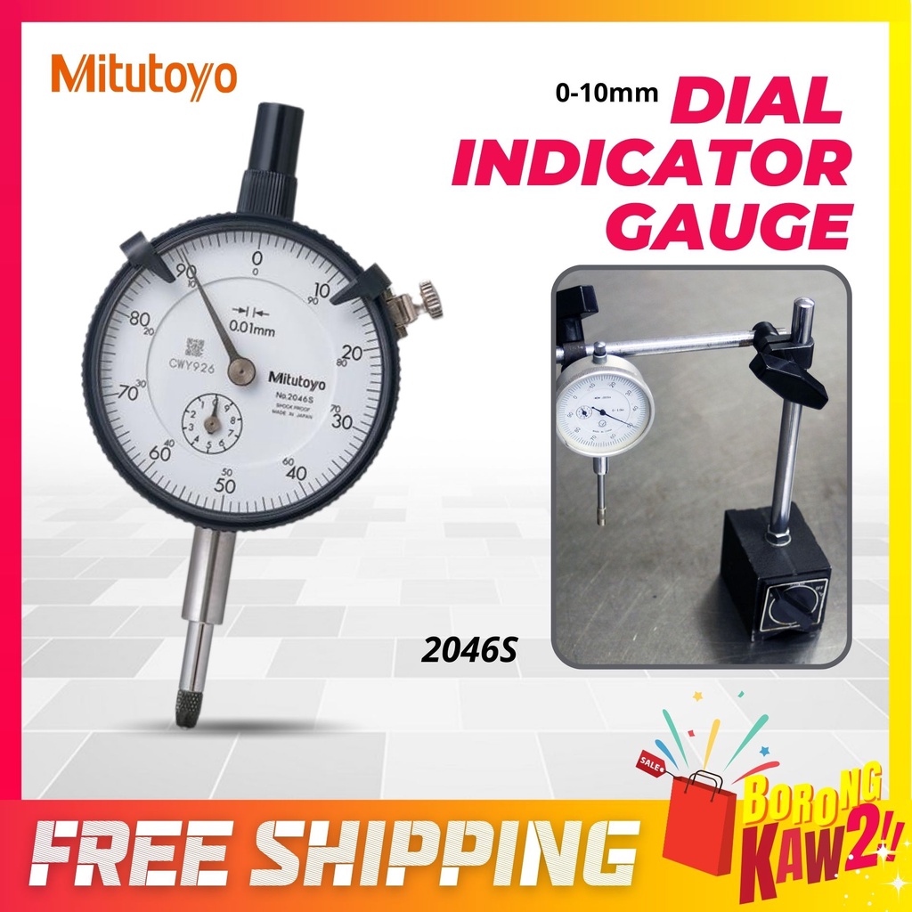MITUTOYO 010mm Dial Indicator Dial Gauge Measuring Lug Black Gauge Camshaft ( 2046S ) Shopee
