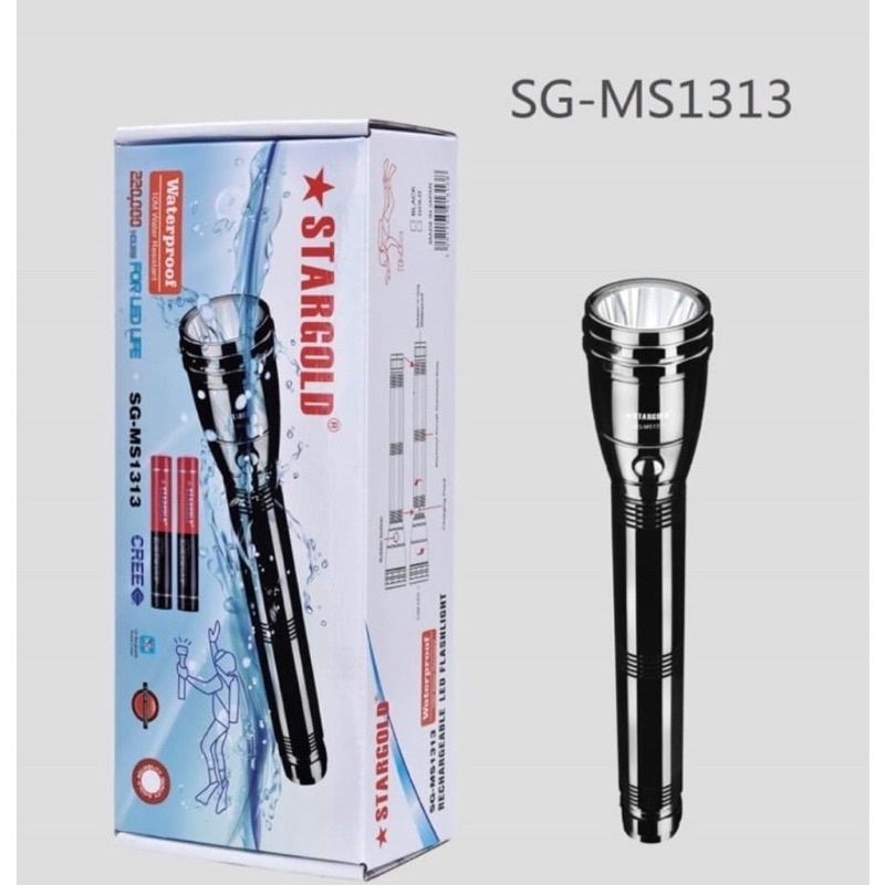 Torch Light Original Stargold SG MS1313 Water Resistant Led Heavy Duty