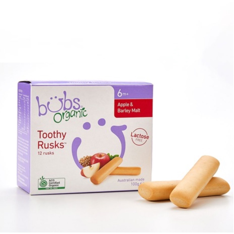 BUBS Apple & Barley Malt Lactose Free Toothy Rusks 6m+ Shopee Malaysia
