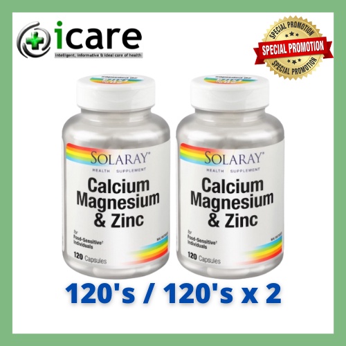 SOLARAY CALCIUM MAGNESIUM & ZINC 120'S / 120'S X 2 ( EXP DATE 02/2025